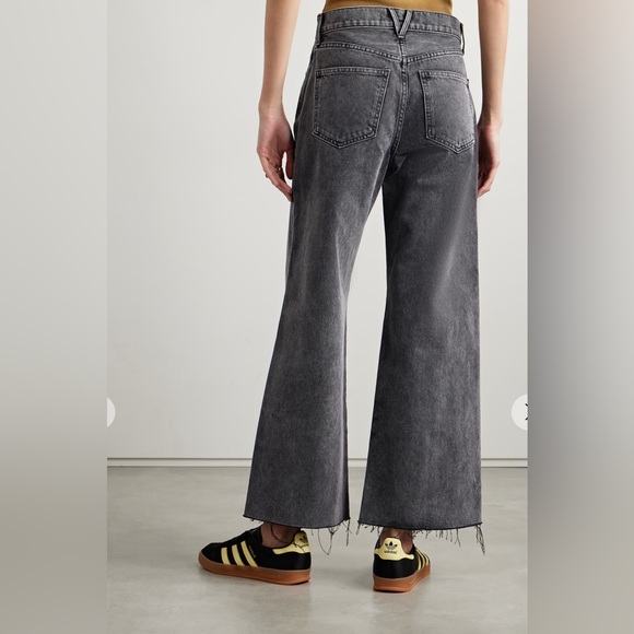 VERONICA BEARD Jeans Taylor Cropped Frayed High Rise Wide Leg in Ash Onyx Sz 29 - Picture 3 of 17